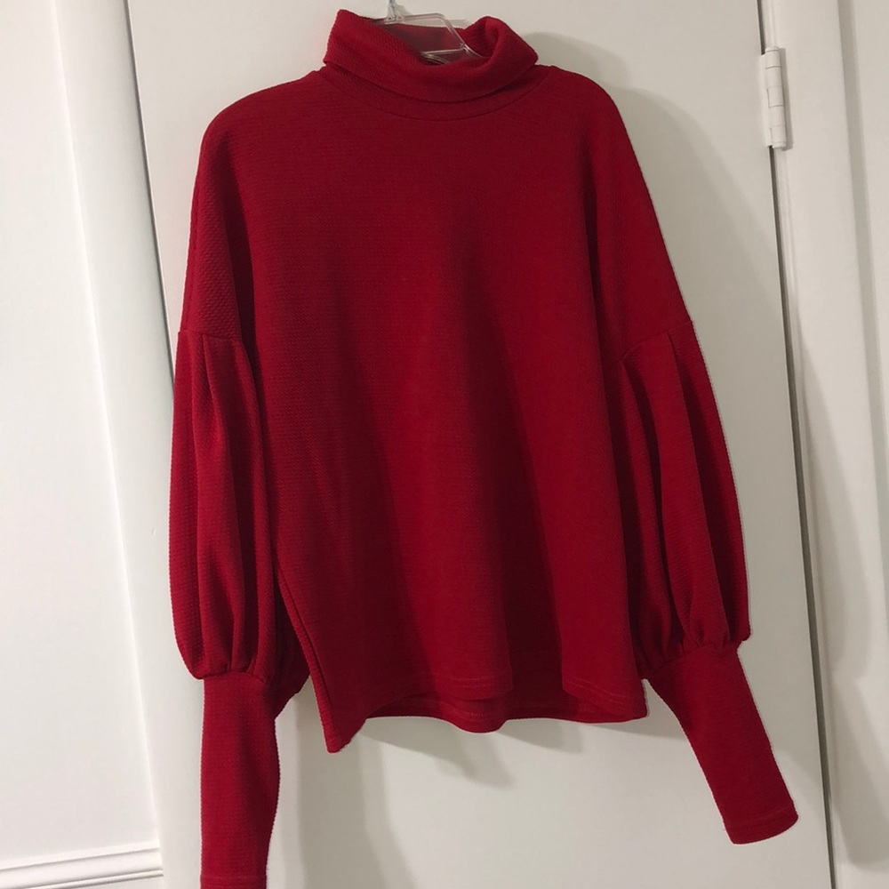Red balloon sleeve top
